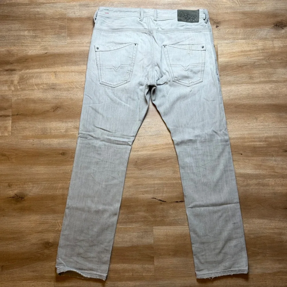 Diesel Krooley Jeans Mens 33x30 Gray Slim Carrot Distressed Made in Italy 008X9